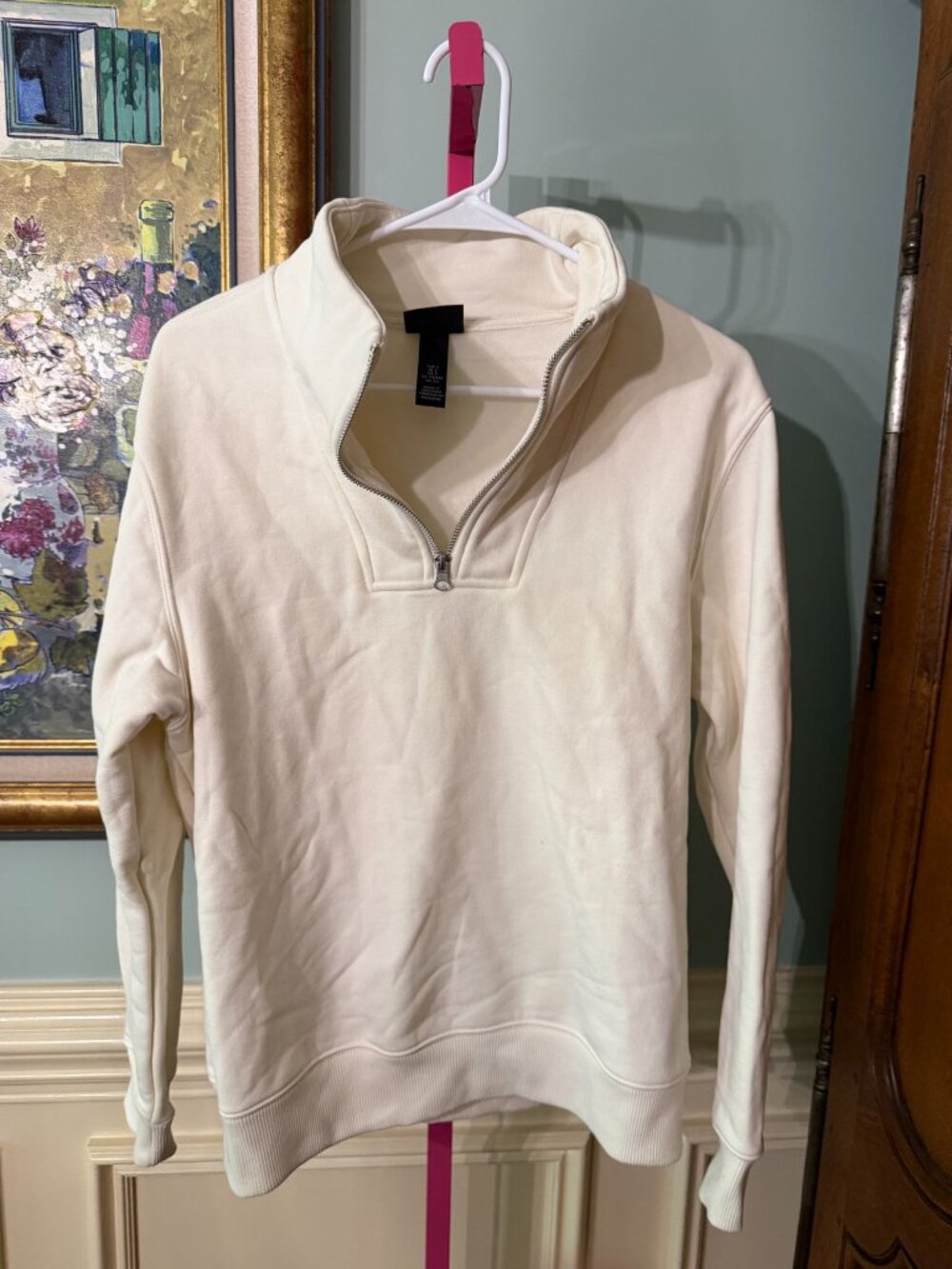 H&M Cream Quarter-Zip Sweatshirt Men's S
